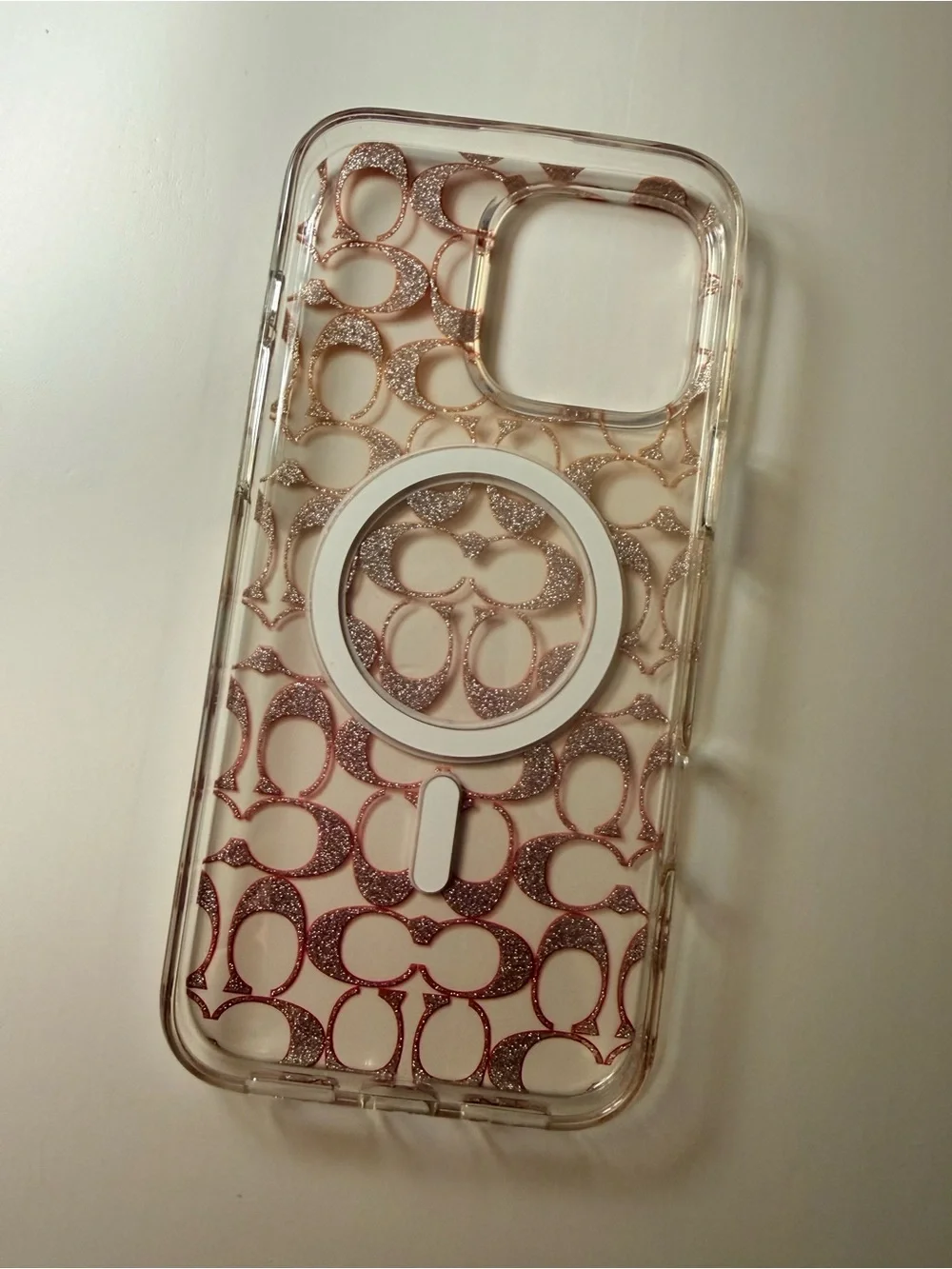 Coach Clear Glitter Logo Phone Case